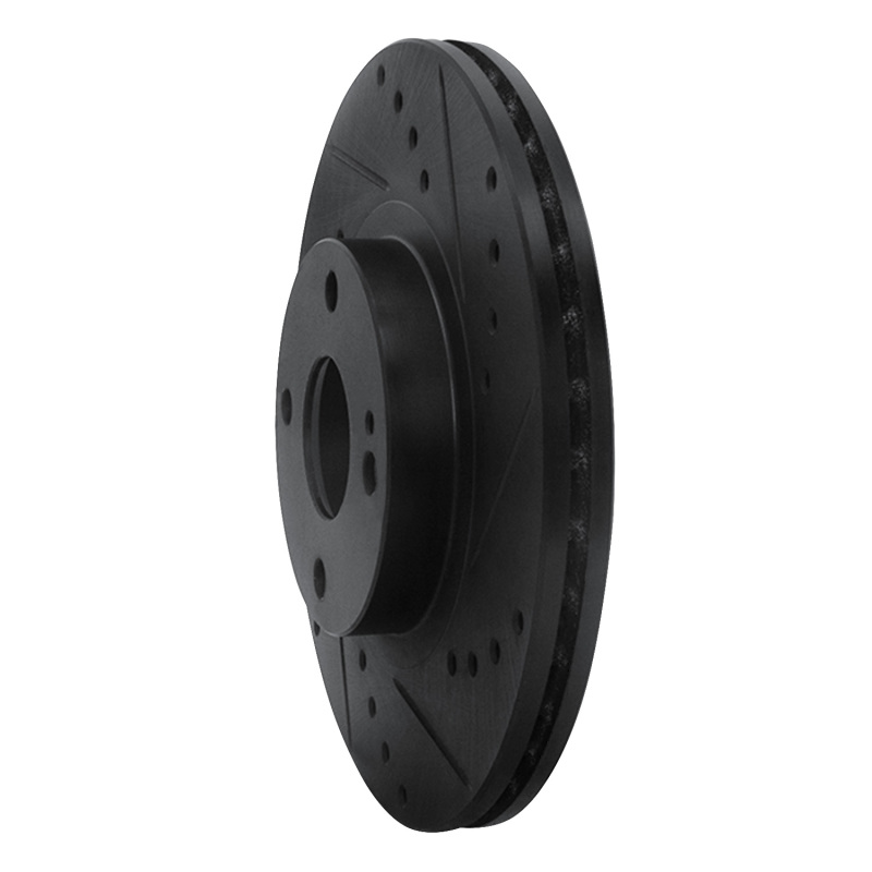 Mazda Miata Brake Rotor (1) - Front Right - R1 Concepts - Drilled & Slotted - Black - `01-`05